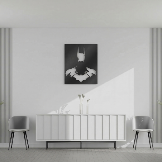 Batman Cutout Portrait Metal Wall Art - Modern Superhero Silhouette Home Decor