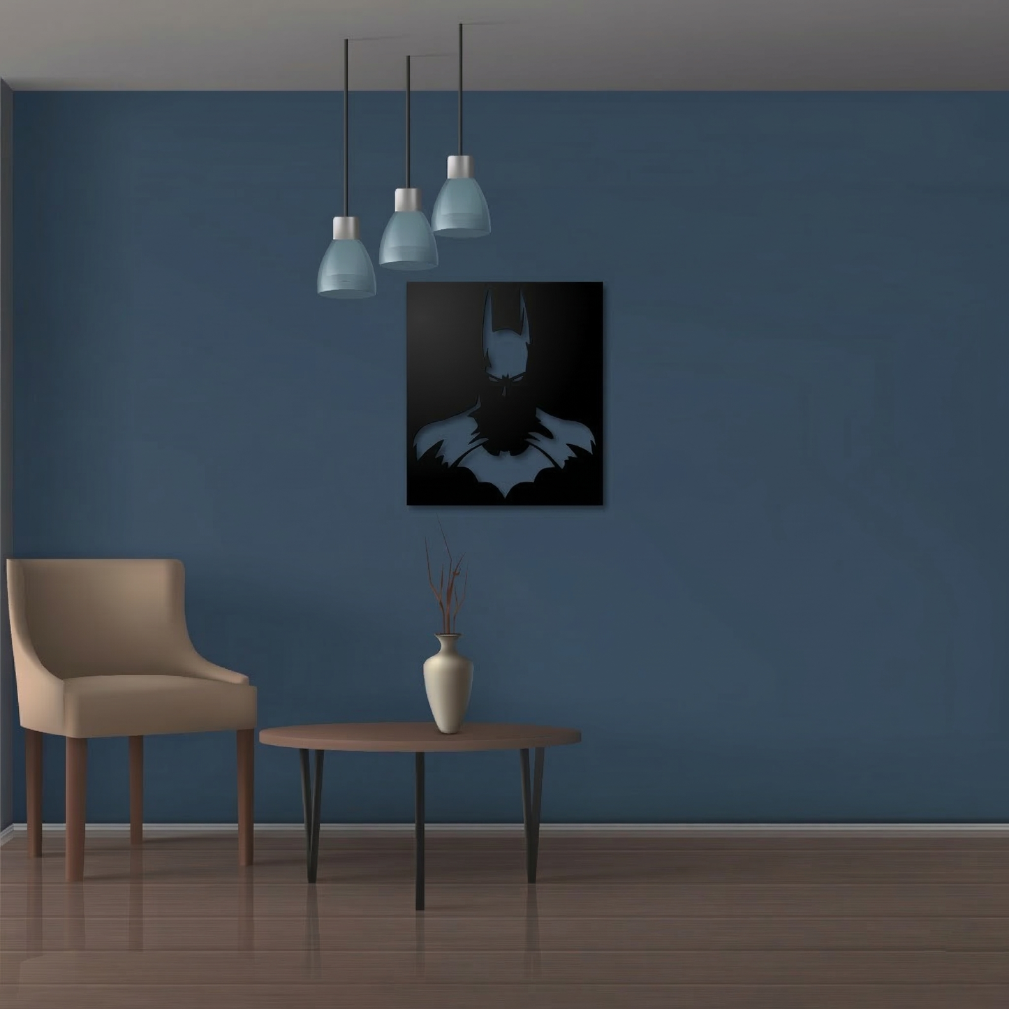Batman Cutout Portrait Metal Wall Art - Modern Superhero Silhouette Home Decor
