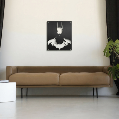 Batman Cutout Portrait Metal Wall Art - Modern Superhero Silhouette Home Decor