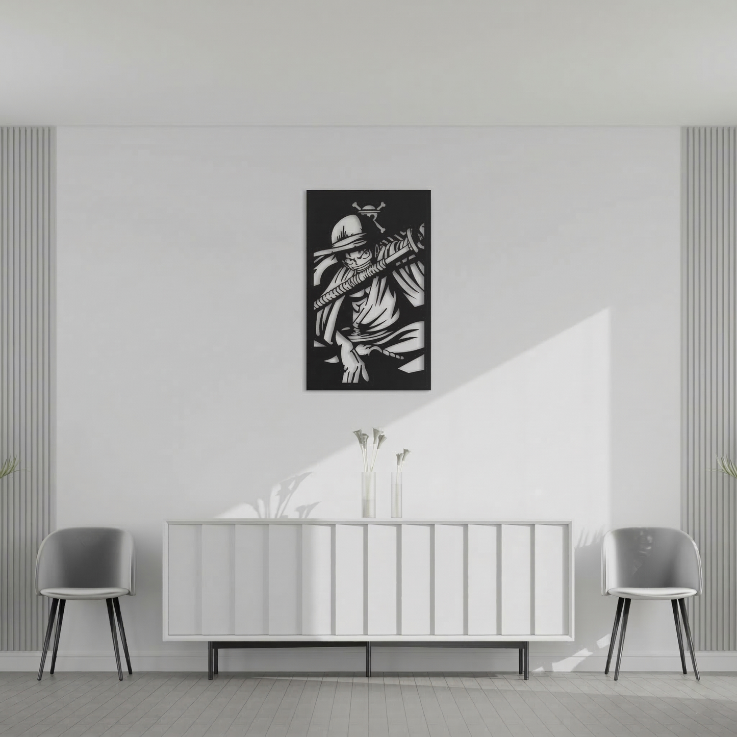Monkey D. Luffy One Piece Metal Wall Art - Anime Silhouette Home Decor for Game Room & Bedroom