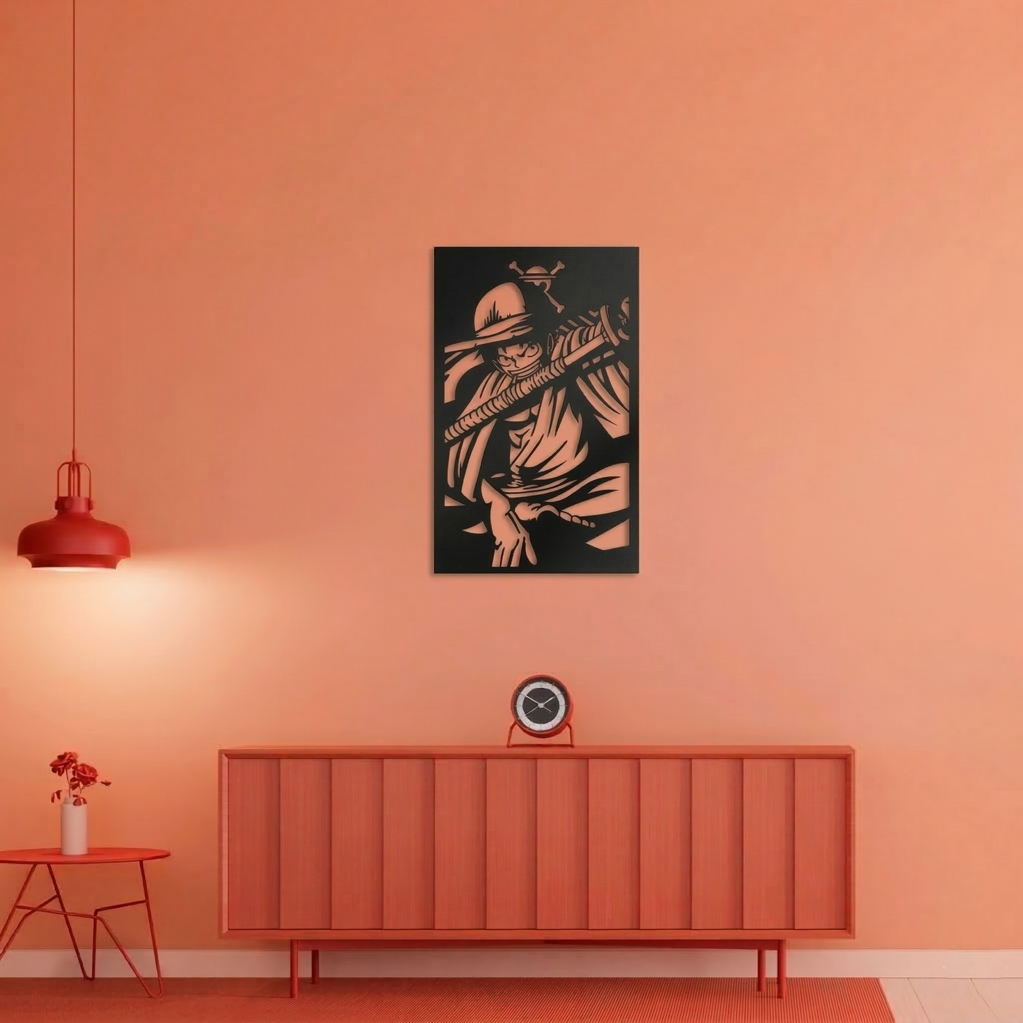 Monkey D. Luffy One Piece Metal Wall Art - Anime Silhouette Home Decor for Game Room & Bedroom