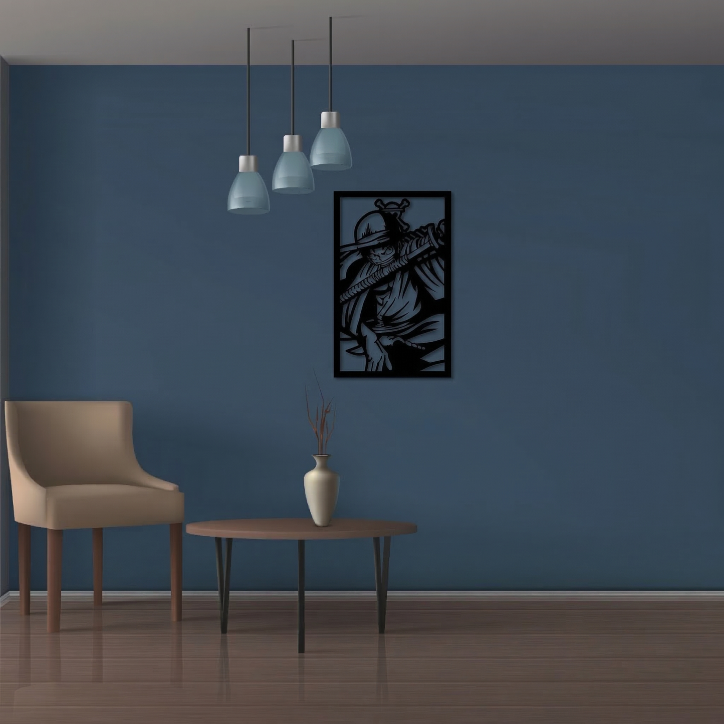Monkey D. Luffy One Piece Metal Wall Art - Anime Silhouette Home Decor for Game Room & Bedroom