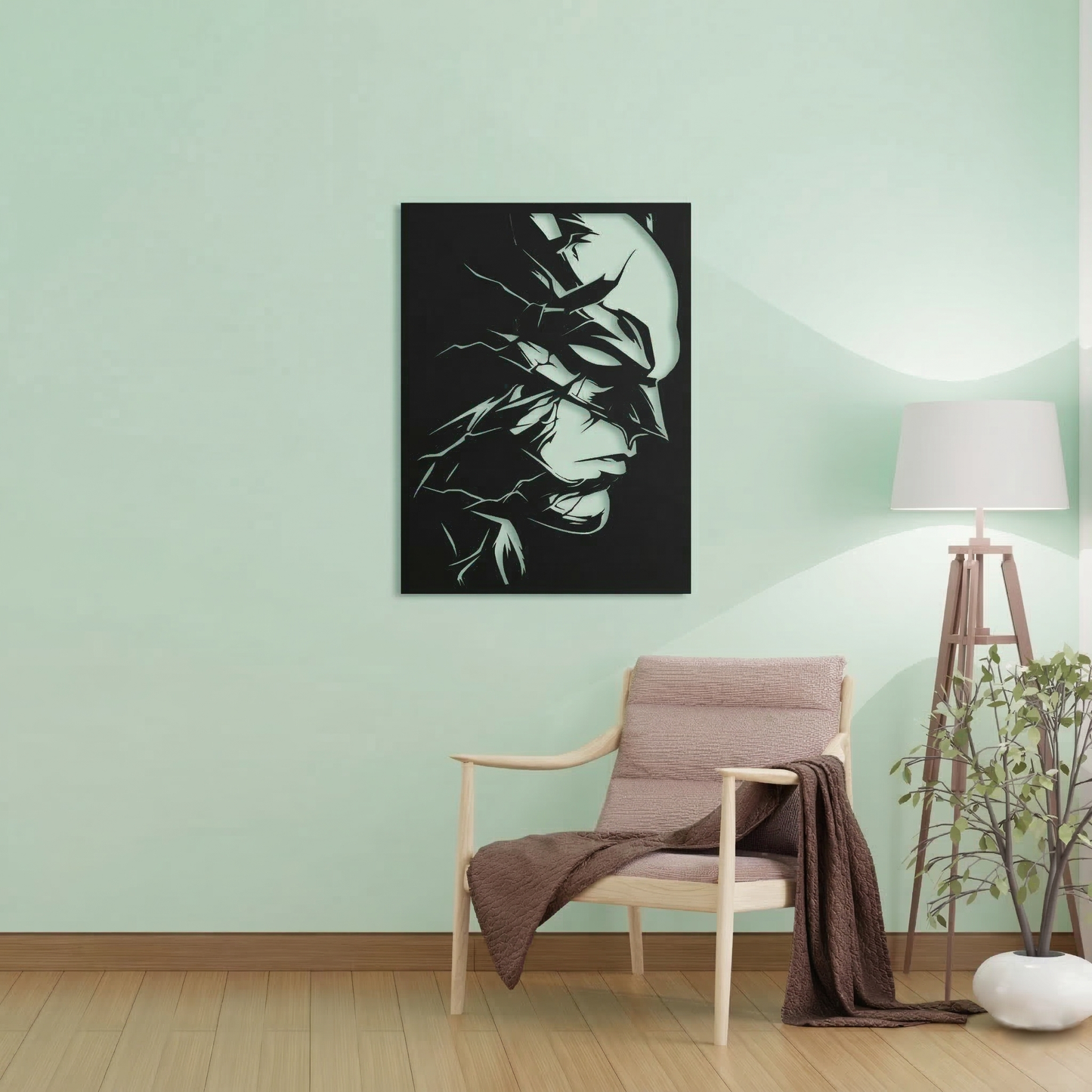 Shattered Batman Portrait Metal Wall Art - Dark Knight Superhero Silhouette Decor