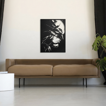 Shattered Batman Portrait Metal Wall Art - Dark Knight Superhero Silhouette Decor