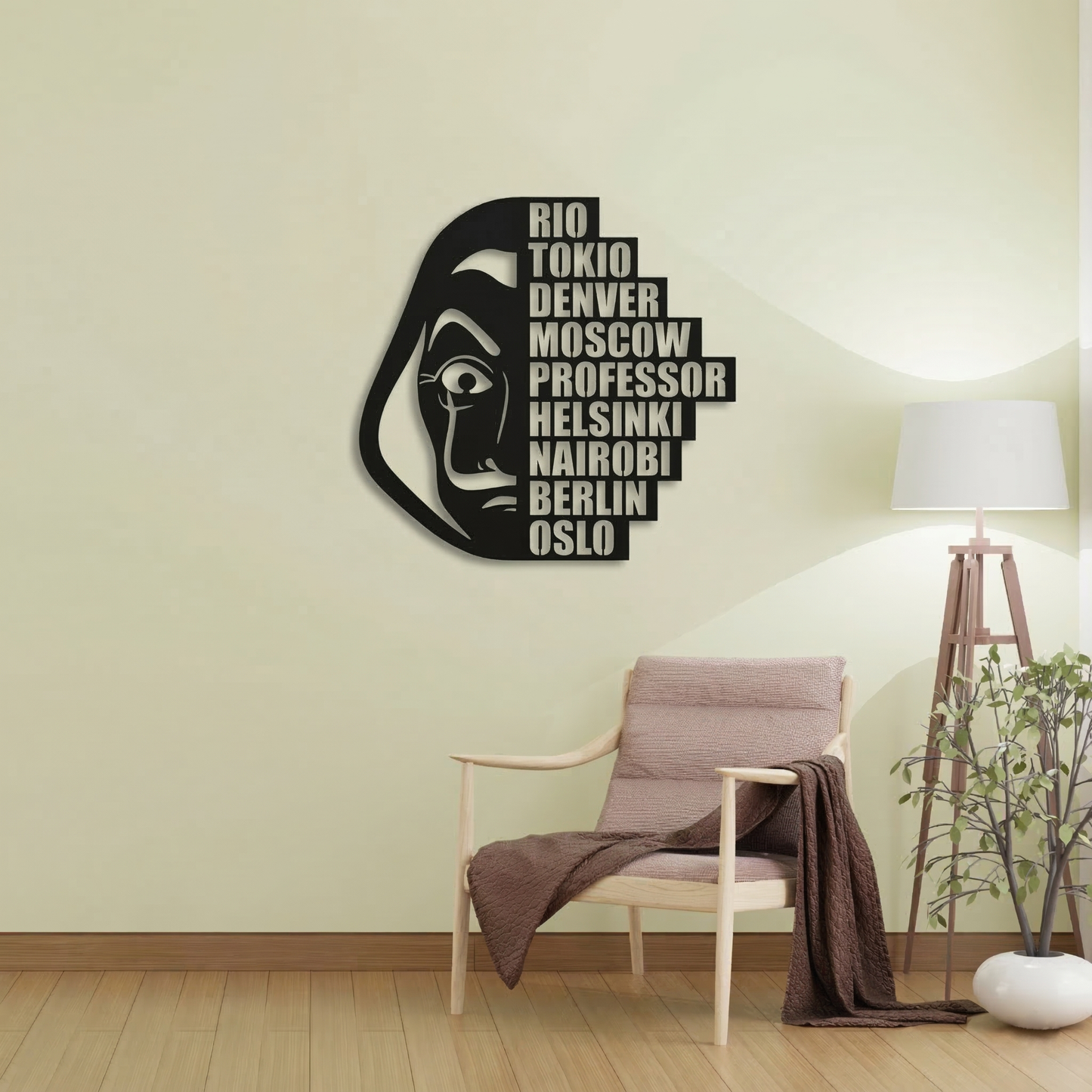 Money Heist Dali Mask & Crew Names Metal Wall Art - La Casa De Papel Home Decor