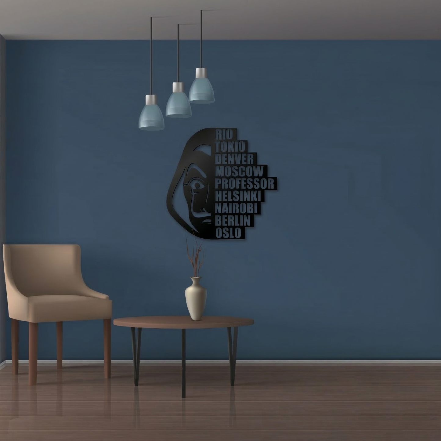 Money Heist Dali Mask & Crew Names Metal Wall Art - La Casa De Papel Home Decor