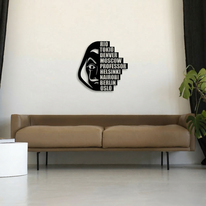 Money Heist Dali Mask & Crew Names Metal Wall Art - La Casa De Papel Home Decor