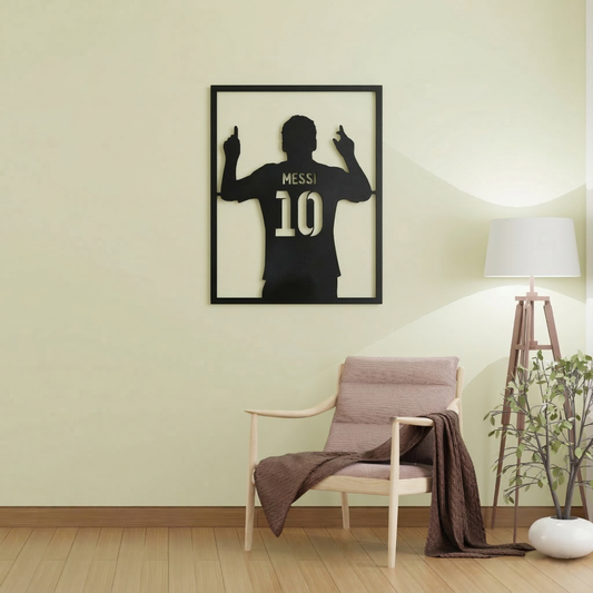 Lionel Messi 10 Silhouette Metal Wall Art - Modern Soccer Fan Decor for Game Room & Bedroom