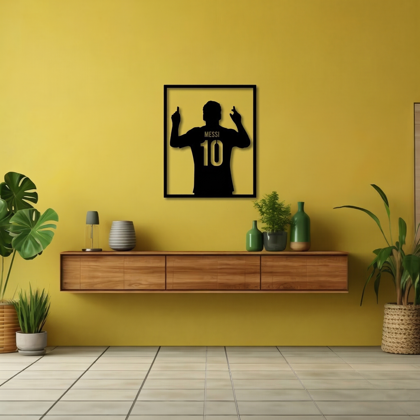 Lionel Messi 10 Silhouette Metal Wall Art - Modern Soccer Fan Decor for Game Room & Bedroom