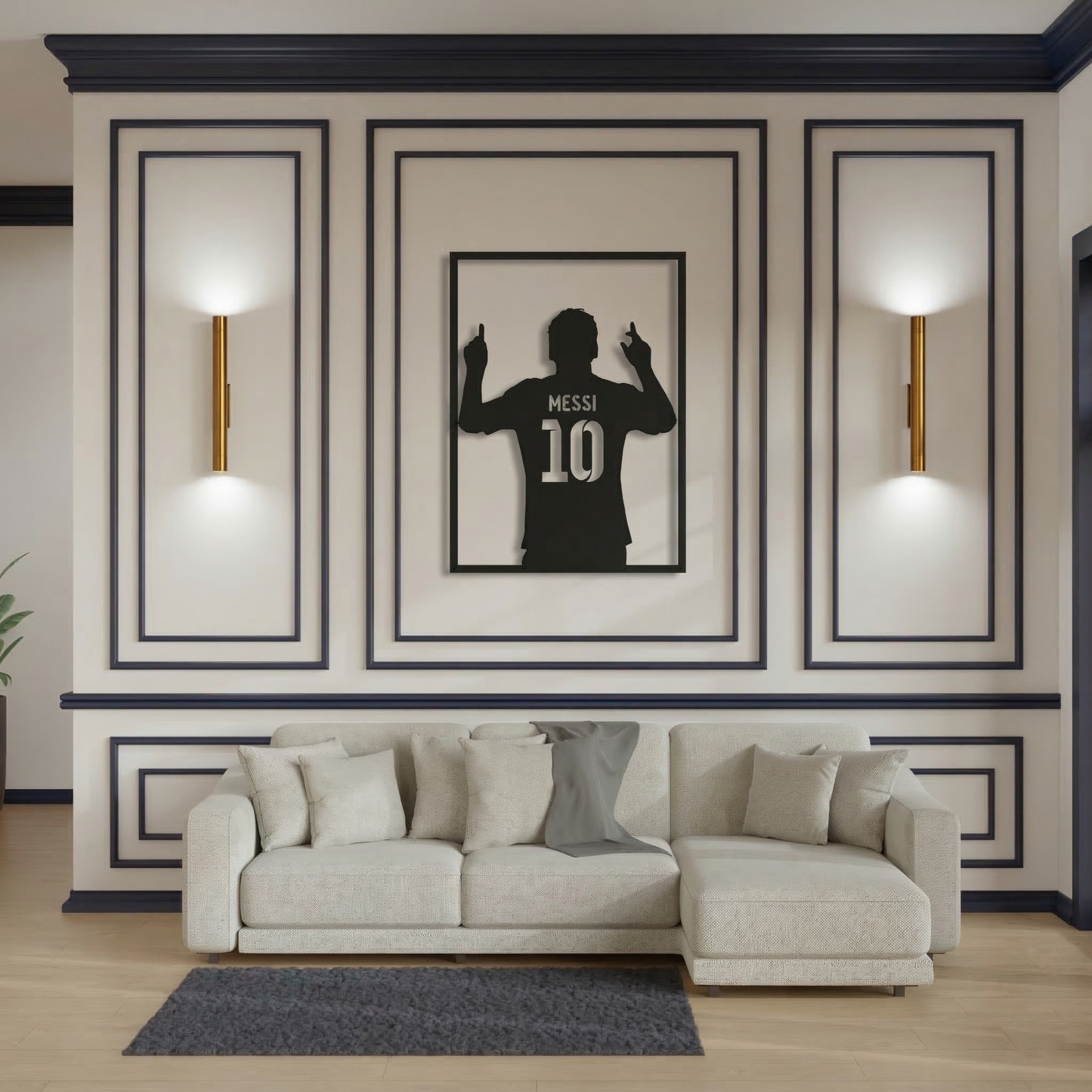 Lionel Messi 10 Silhouette Metal Wall Art - Modern Soccer Fan Decor for Game Room & Bedroom