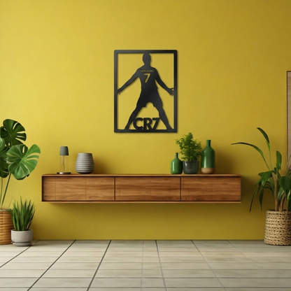 Cristiano Ronaldo CR7 Silhouette Metal Wall Art - Modern Soccer Fan Decor