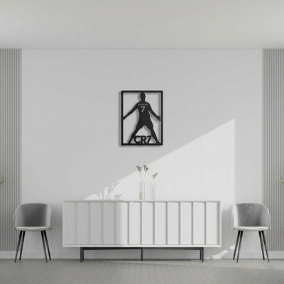 Cristiano Ronaldo CR7 Silhouette Metal Wall Art - Modern Soccer Fan Decor
