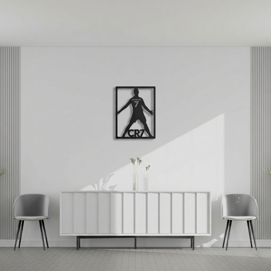 Cristiano Ronaldo CR7 Silhouette Metal Wall Art - Modern Soccer Fan Decor