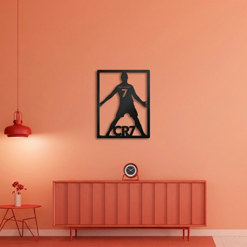 Cristiano Ronaldo CR7 Silhouette Metal Wall Art - Modern Soccer Fan Decor