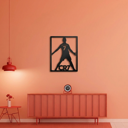 Cristiano Ronaldo CR7 Silhouette Metal Wall Art - Modern Soccer Fan Decor
