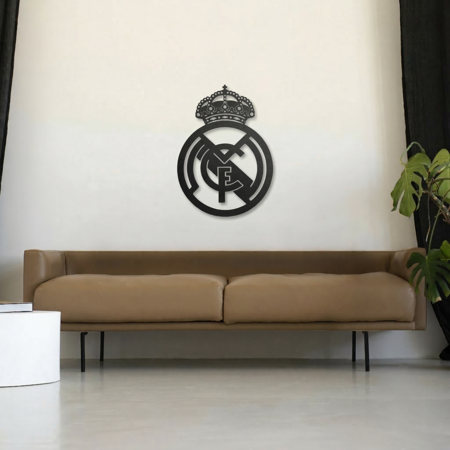 Real Madrid Crest Metal Wall Art - Modern Soccer Club Logo Decor for Game Room & Office