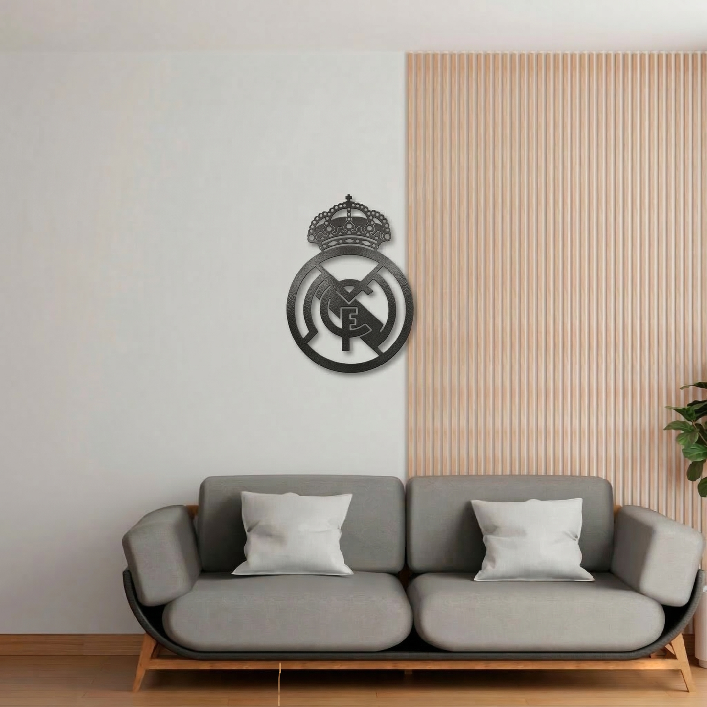 Real Madrid Crest Metal Wall Art - Modern Soccer Club Logo Decor for Game Room & Office