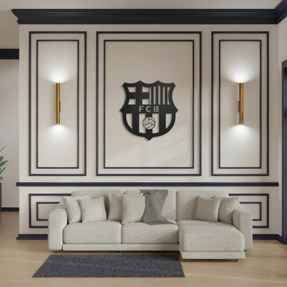 FC Barcelona Crest Metal Wall Art - Modern Soccer Club Logo Decor for Game Room & Living Space
