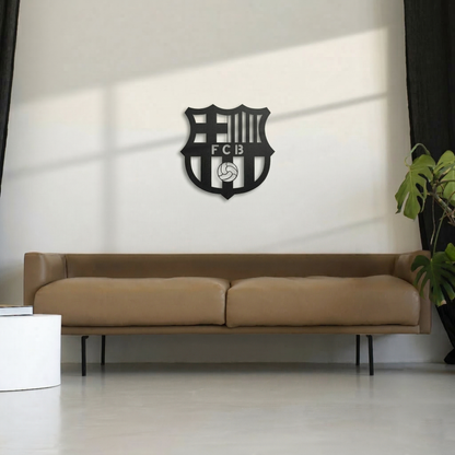 FC Barcelona Crest Metal Wall Art - Modern Soccer Club Logo Decor for Game Room & Living Space