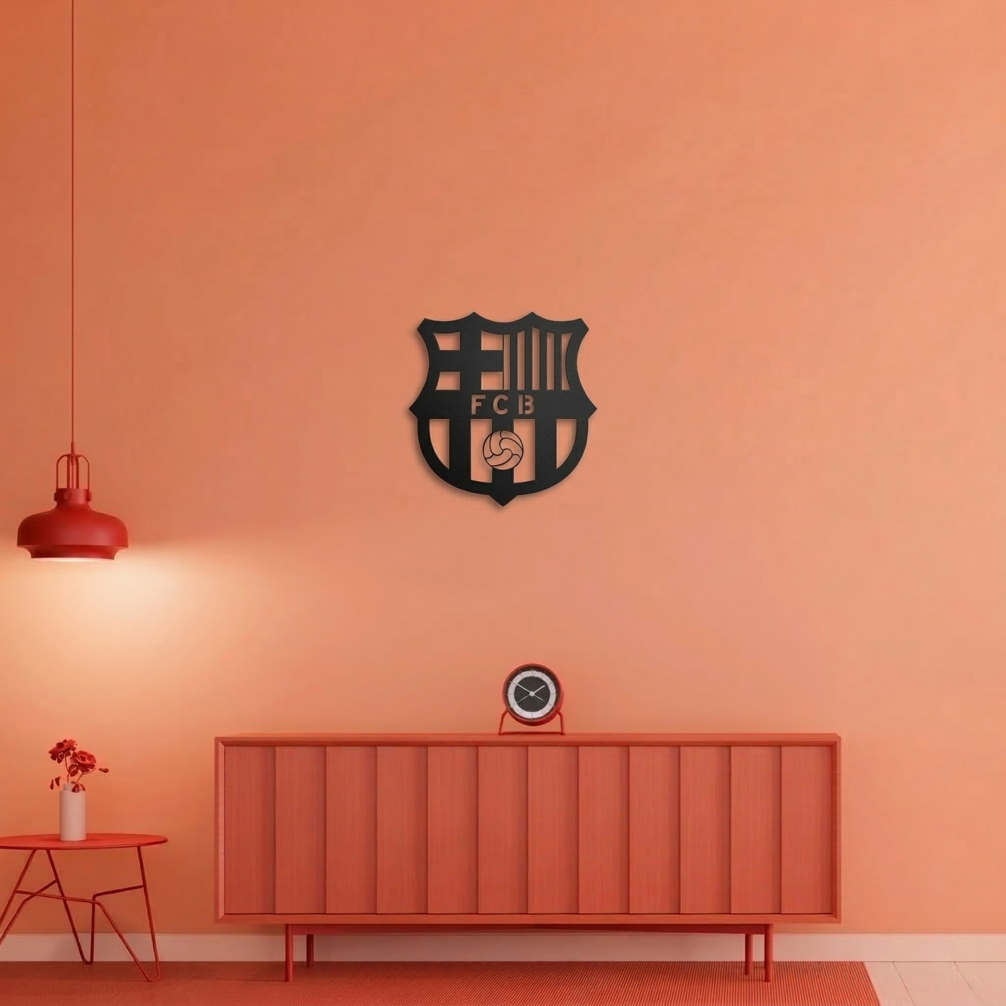 FC Barcelona Crest Metal Wall Art - Modern Soccer Club Logo Decor for Game Room & Living Space