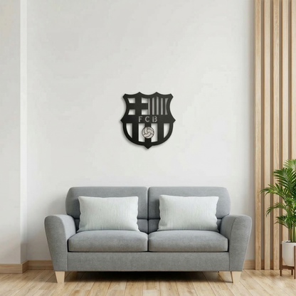 FC Barcelona Crest Metal Wall Art - Modern Soccer Club Logo Decor for Game Room & Living Space