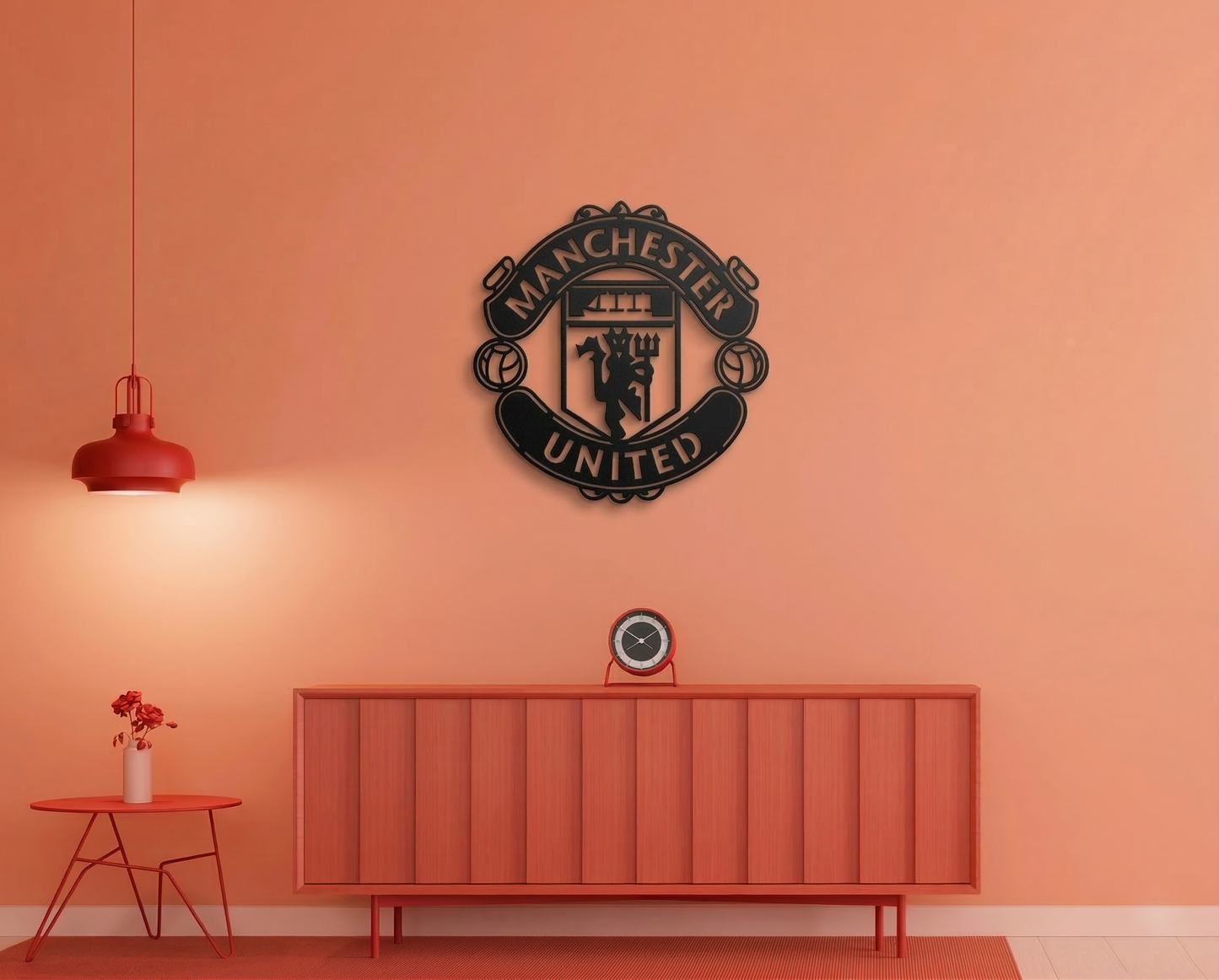 Manchester United Crest Metal Wall Art - Modern Soccer Club Logo Decor for Living Room & Office