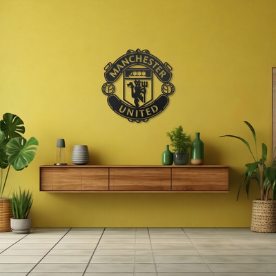 Manchester United Crest Metal Wall Art - Modern Soccer Club Logo Decor for Living Room & Office
