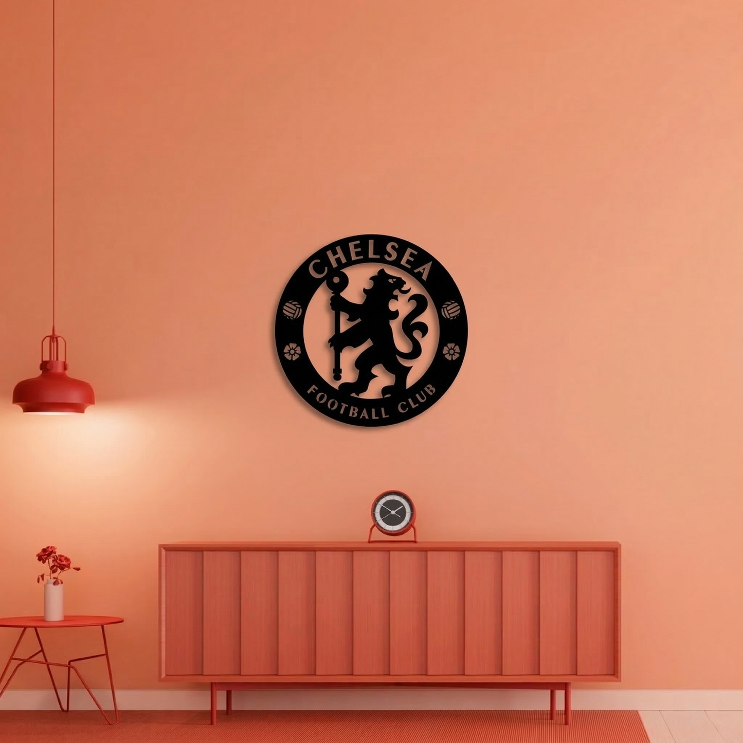 Chelsea FC Crest Metal Wall Art - Modern Soccer Club Logo Decor for Game Room & Office