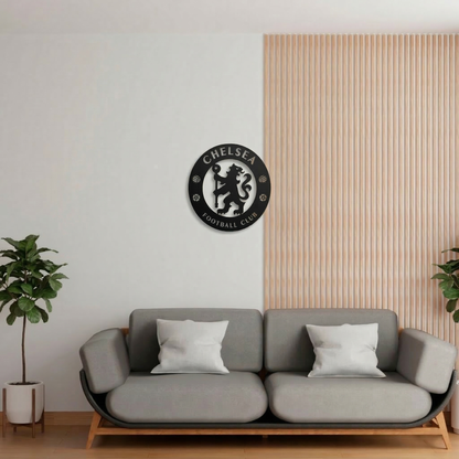 Chelsea FC Crest Metal Wall Art - Modern Soccer Club Logo Decor for Game Room & Office