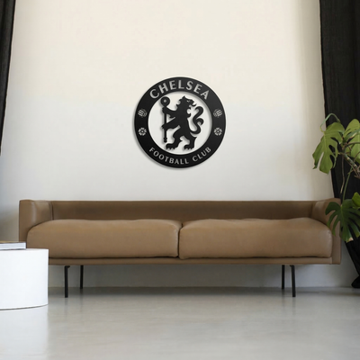 Chelsea FC Crest Metal Wall Art - Modern Soccer Club Logo Decor for Game Room & Office