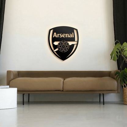 Arsenal FC Crest Metal Wall Art - Modern Soccer Club Logo Decor for Game Room & Office